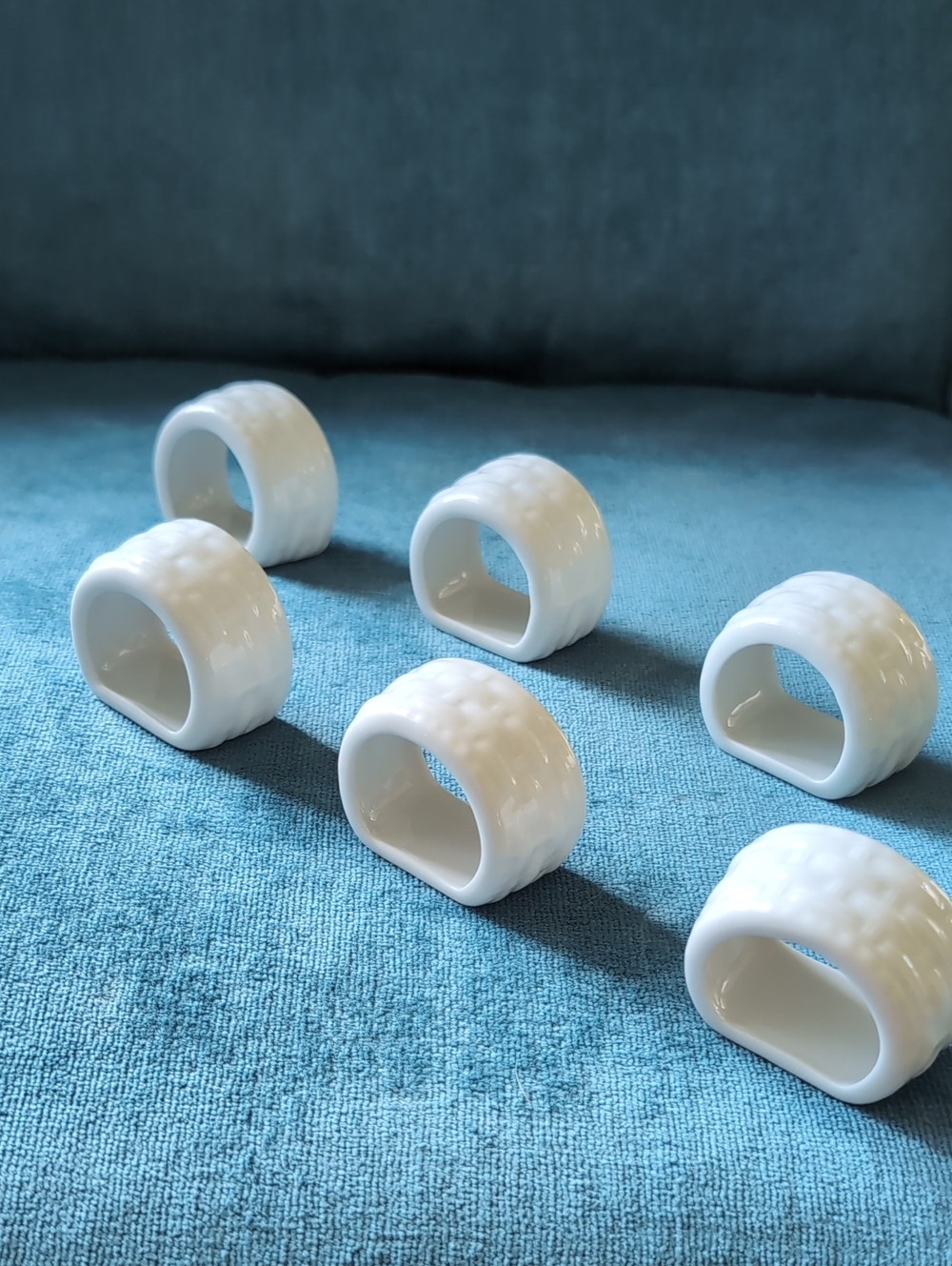 Gibson White Ceramic Napkin Rings Set of 6 - Classic Home Accents